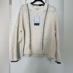 LaLigne x Target Cream and Black detailed cable knit sweater